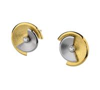Ernstes Design Ohrringe Ohrstecker vergoldet E751 mit Brillant 0.04 ct. Edelstahl