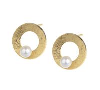 Ernstes Design Ohrstecker Ohrringe E620 Edelstahl vergoldet Perle matt gekratzt