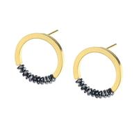 Ernstes Design Ohrstecker Ohrringe vergoldet E682 Edelstahl Hämatit Stecker