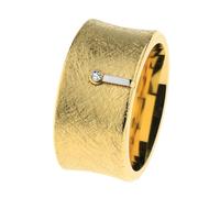 Ernstes Design Ring R751 Edelstahl mattiert Brillant 0.02 ct. vergoldet