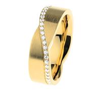 Ernstes Design Ring R769 Edelstahl 6 mm Zirkonia Gelbgold beschichtet