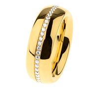 Ernstes Design Ring R777 Edelstahl Gelbgold beschichtet 6 mm Zirkonia