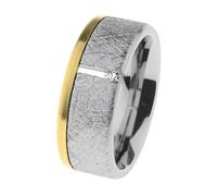 Ernstes Design Ring R801 Edelstahl vergoldet mattiert Brillant 0.02 ct.