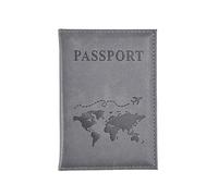 ERQIAO Kartenetui aus PU-Leder, schlicht, modisch, Reisepasshülle, weltweit, dünn, schlank, Reisepasshülle, Brieftasche, Geschenk, grau, Einheitsgröße