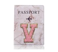 ERQIAO Modische Reisepass-Schutzhülle, Stickerei, Buchstabenmuster, Reisepasshülle, Brieftasche, Geschenk, PU-Leder, Kartenetui, Unisex, A 1485 (V), Einheitsgröße