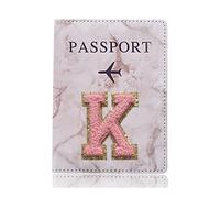 ERQIAO Modische Reisepass-Schutzhülle, Stickerei, Buchstabenmuster, Reisepasshülle, Brieftasche, Geschenk, PU-Leder, Kartenetui, Unisex, A 1474 (K), Einheitsgröße