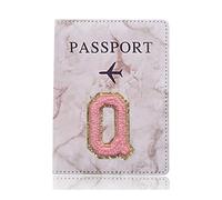 ERQIAO Modische Reisepass-Schutzhülle, Stickerei, Buchstabenmuster, Reisepasshülle, Brieftasche, Geschenk, PU-Leder, Kartenetui, Unisex, A 1480 (Q), Einheitsgröße