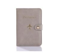 ERQIAO Reisepasshülle aus Leder, wasserdicht, Reisepasshülle, Kreditkartenetui, niedliches Reisepassbuch für Damen/Herren, Schnalle, Reisepasshülle, C Grau, Einheitsgröße