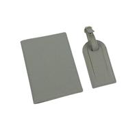 ERQIAO Reisepasshülle aus PU-Leder, Gepäckanhänger, Reisezubehör, Geschenkbox-Set, grau, Einheitsgröße