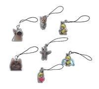 ERRORY Entzückender Schlüsselanhänger mit glücklicher Bananenkette, kleiner Anhänger, Handyband, Schlüsselband, Schmuck für Kinder und Jugendliche, lustiger Anhänger, Ein komplettes Set mit 7 Mobi