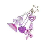 ERRORY Stilvoller Balletttänzer-Schlüsselanhänger, trendiges Herz, Schleife, Ornament, leichte Dekoration, Tanzbegeisterte, schönes Autozubehör, Schlüsselanhänger, violett, One size