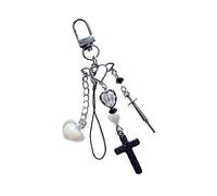 ERRORY Süßes Kreuz Schleife Engelsflügel Charm Anhänger Handyriemen Tasche Schlüsselanhänger Band hängende Dekoration für Schlüssel Tasche Geldbörse Tasche Anhänger Charm Dekoration, Schwarzes