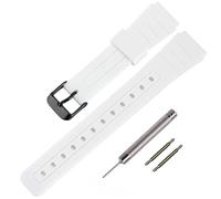 Ersatz-Armband aus TPU für Casio F-91W/F-84/F-94/F-105/F-108/A-158, Armbänder für Damen und Herren (White/Black Buckle)