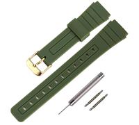 Ersatz-Armband aus TPU für Casio F-91W/F-84/F-94/F-105/F-108/A-158, Armbänder für Damen und Herren (ArmyGreen/Gold Buckle)