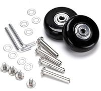 Ersatz Rollen für Koffer Gummi Rollen Räder Ersatz Wheels Rad für Trolley Samsonite Hartschalenkoffer Rollen mit 2 paar Größe kugellager Ersatzteile (90 * 6 * 24mm Achsenlänge: 35mm 40mm)