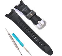 Ersatz-Uhrenarmband aus Kunstharz für Casio PRG-110C PRW-1300 PAW-1300, wasserdicht, Sport-Gummiarmband, Schwarz, L