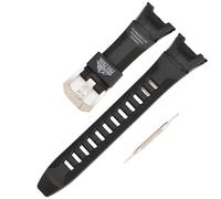 Ersatz-Uhrenarmband aus Kunstharz für Casio PRG-110Y/C PRW-1300Y, geeignet für Damen und Herren (Schwarz/M/Silber-Schnalle)