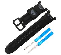 Ersatz-Uhrenarmband aus Kunstharz für Casio Protrek PRG-240 PRG-40 PAG-40, Armband für Damen und Herren, Schwarz, 18mm, Schwarz/schwarze Schnalle