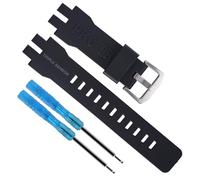 Ersatz-Uhrenarmband aus Kunstharz für Casio Protrek PRG-300 PRW-6000 PRW-6100 PRW-3000 PRW-3100 Armband für Damen und Herren (schwarz/silberne Schnalle)