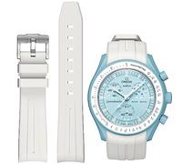 Ersatz-Uhrenarmband für MoonSwatch, gebogen, keine Lücken, Gummi-Armband, kompatibel mit Omega X Swatch MoonSwatch Speedmaster, Rolex, SEIKO, 20 mm Uhr, Weiß