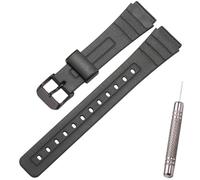 Ersatzarmband Kompatibel mit Casio F-91W F-94 F-105 F-106W A158 A168 Sport PU Uhrenarmband (Black Black buckle)