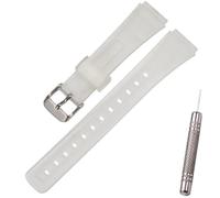 Ersatzarmband Kompatibel mit Casio F-91W F-94 F-105 F-106W A158 A168 Sport PU Uhrenarmband (Translucent silver buckle)
