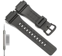 Ersatzband kompatibel mit Casio W-735H AEQ110BW AEQ110W AQS-800W AQ-S810W Herren-Uhrenarmband, schwarzes Harz-Armband mit Metallschnalle, Einheitsgröße, Harz, Kein Edelstein