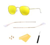 Ersatzbügel für Ray-Ban RB3447 RB3547N RB3548N RB3647N Sonnenbrille Brillen Wechselbügel, mit 4 Schrauben, 1 Schraubendrehe (gold&clear)