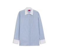 HUGO Oversized Bluse mit Stack-Logos - Style Ersenny, 50556216 Hellblau gestreift 40