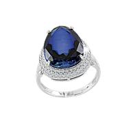 Erstaunlicher Damenring, Weißgold 585, mit Brillanten 0,341 ct. HSI und Saphir HTS 19 mm (60) SOKOLOV Jewelry