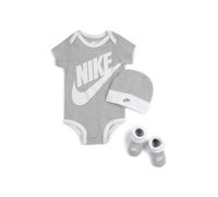 Erstausstattungspaket NIKE SPORTSWEAR "FUTURA LOGO", Mädchen, Gr. 0-6M (56), grau (grau, meliert), Obermaterial: 60% Baumwolle, 40% Polyester, KOB Set-Artikel Erstausstattungspaket, für Babys (9467025