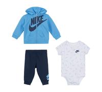 Erstausstattungspaket NIKE SPORTSWEAR "JDI TOSS 3PC FZ PANT SET", Mädchen, Gr. 68 (6), blau (blau, marine), Sweatware, Obermaterial: 60% Baumwolle, 40% Polyester, KOB Set-Artikel Erstausstattungspaket