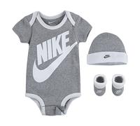 Erstausstattungspaket NIKE SPORTSWEAR "NHN FUTURA LOGO", Mädchen, Gr. 68/80 (6/12), grau (dunkelgrau), Jersey, Obermaterial: 60% Baumwolle, 40% Polyester, bedruckt, KOB Set-Artikel Erstausstattungspak