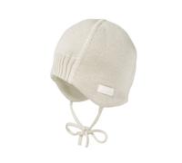 Erstlingsmütze MAXIMO, Jungen, Gr. 39, weiß (wollweiß), Strick, Wolle, unifarben, Mützen, wärmend, atmungsaktiv, zum Binden (81942532-39) wollweiß