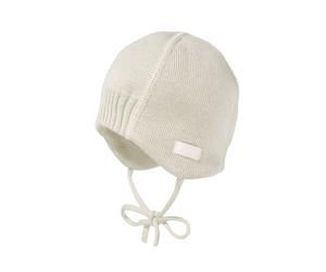 Erstlingsmütze MAXIMO, Jungen, Gr. 43, weiß (wollweiß), Strick, Wolle, unifarben, Mützen, wärmend, atmungsaktiv, zum Binden (81942532-43) wollweiß