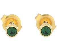 Erstohrstecker Chirurgenstahl vergoldet 4mm Sterile Ohrstecker Zarge mit Stein in dunkelgrün