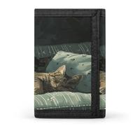 ERSTSNCK Katze, die auf dem Sofa liegt, schlank, Ausweishalter, schmal, Sicherheit, dreifach gefaltete Geldbörse für Damen und Herren