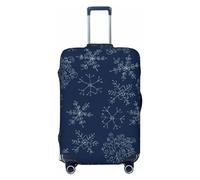 ERTYBD Gepäckbezug mit Totenkopf und roten Rosen, waschbare Kofferbezüge, modische Gepäckabdeckung, kratzfester Koffer-Schutz, Totenkopf und rote Rosen, Schneeflocke, Dunkelblau, L