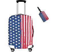 ERTYBD Kofferüberzug mit Pferdemotiv, schwere Flecken, waschbar, Gepäckabdeckung, Schutz, personalisierbar, Pferde, Sterne, Streifen, Blau, Rot, 2, S