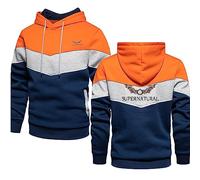 ERWAAD Herren-Kapuzenpullover Für Supernatural Print Laufendes Sweatshirt Mit Kapuze Farbblock-Trainingsanzug Top Leichtes Sweatshirt Bequeme Pullover Tops Mit Kangatasche-Red||5XL