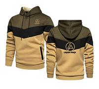 ERWAAD Herren Kapuzenpullover Sweatshirts für Linkin Park 3D Druck Lässiger Patchwork-Kapuzenpullover Warmes Kapuzentop Leichter Kapuzenpulli in Kontrastfarbe mit Kapuze und Taschen-Red||5XL