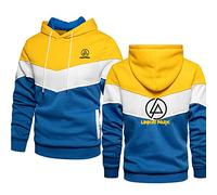 ERWAAD Herren Kapuzenpullover Sweatshirts für Linkin Park 3D Druck Lässiger Patchwork-Kapuzenpullover Warmes Kapuzentop Leichter Kapuzenpulli in Kontrastfarbe mit Kapuze und Taschen-Red||5XL