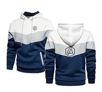 ERWAAD Pullover Mit Langen Ärmeln Für Männer Für Linkin Park 3D Druck Kapuzenpulli Pullover Erwachsene Arbeitskleidung Hooded Top Fashion Color Block Kapuzenpullover Mit Kangatasche-White||M