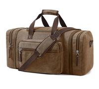 Erweiterbare Reisetasche 70L, Große Sporttasche Herren Damen, Robuste Stofftasche für Reisen, Fitness und Business, Handgepäcktasche (Kaffee)