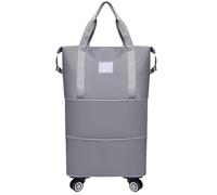 Erweiterbare Reisetasche mit Rollen für Reisen und Sport, mit Trocken- und Nass-Trennung, wasserabweisend, faltbar, Unisex, Rolltasche, grau, Mass Beauty