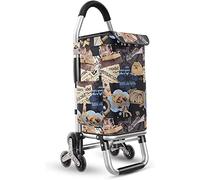 Erweiterbarer Einkaufswagen, 6-rädriger, Faltbarer Einkaufstrolley aus Aluminium mit Abnehmbarer 32-Liter-Oxford-Tasche, Mehrfarbig(D)