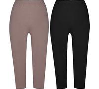 Erwin Müller Single-Jersey Damen-Capri-Leggings im 2er-Pack 40 / 42 taupe/schwarz