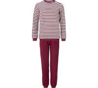 Erwin Müller Damen-Schlafanzug Frottee gestrickte Ringeln Rubin Größe 38 - mit Gummibund, elastische Bündchen, pflegeleicht und formbeständig