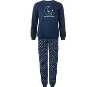 Erwin Müller Damen-Schlafanzug Frottee Mond und Sterne Marine Größe 40 - mit Gummibund, elastische Bündchen, pflegeleicht und formbeständig