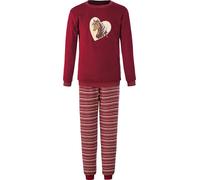 Erwin Müller Kinder-Schlafanzug Frottee Pferde weinrot Größe 110/116 - mit Gummibund, elastische Bündchen, pflegeleicht und formbeständig